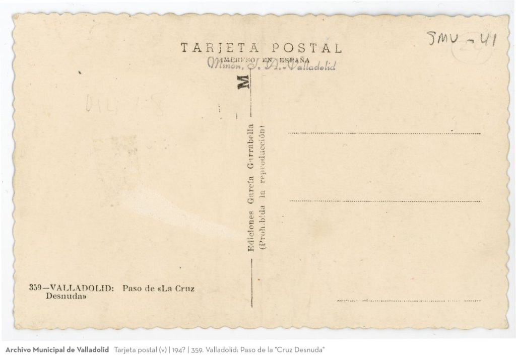 Tarjeta postal. 1955. 359. Valladolid: Paso de la "Cruz Desnuda" (v)