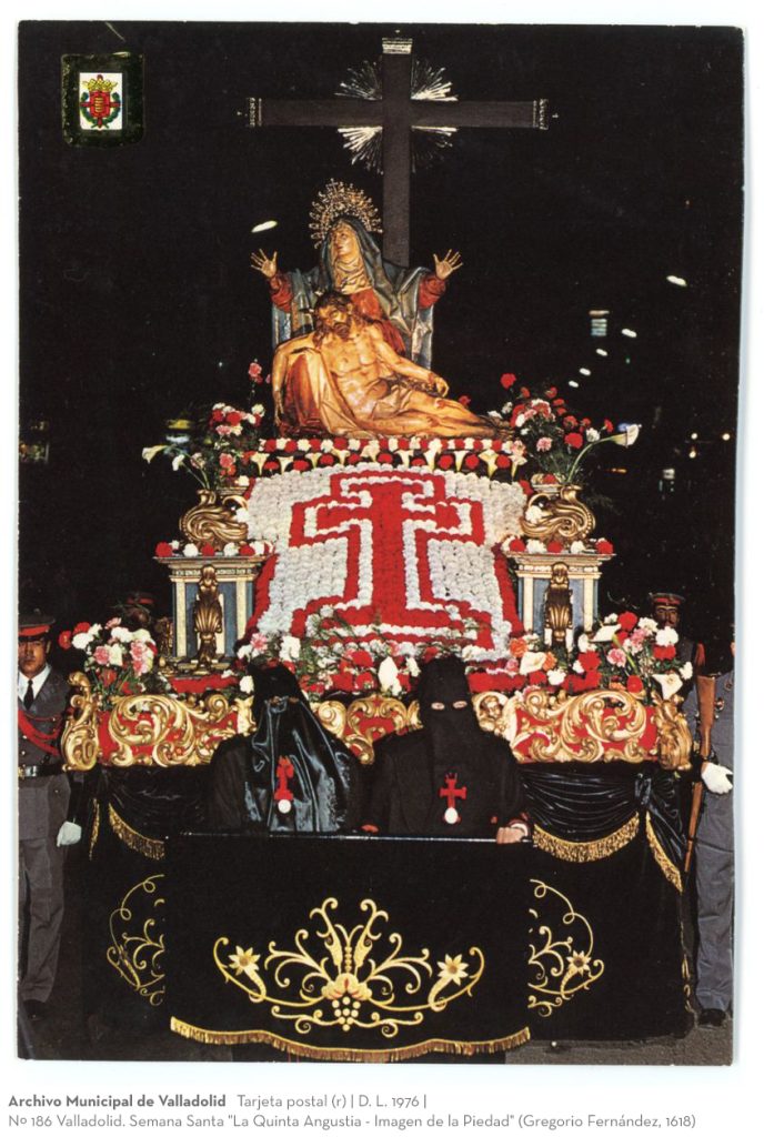 Tarjeta postal. D. L. 1976. Nº 186 Valladolid. Semana Santa "La Quinta Angustia - Imagen de la Piedad" (Gregorio Fernández, 1618)(r)