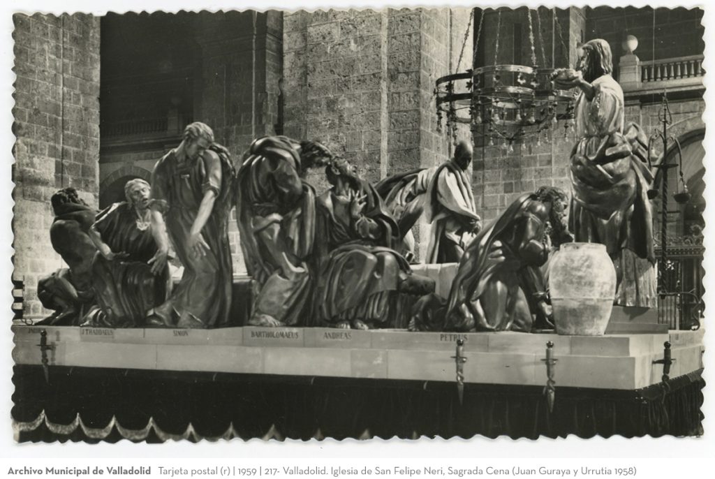 Tarjeta postal. 1959. 217- Valladolid. Iglesia de San Felipe Neri, Sagrada Cena (Juan Guraya y Urrutia 1958)(r)