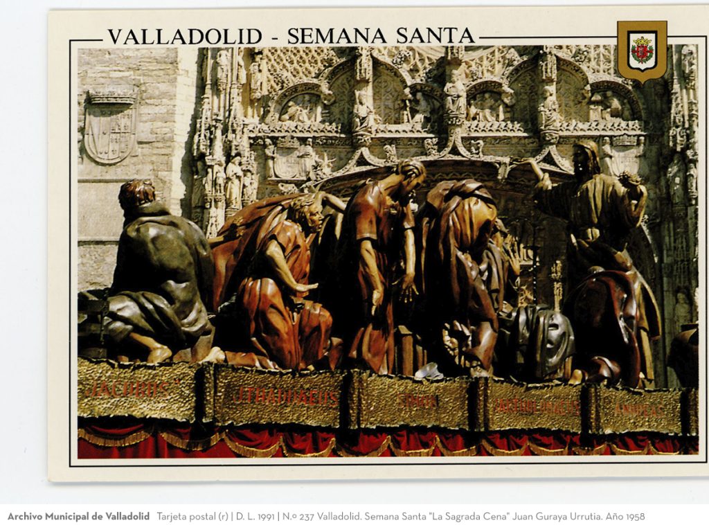 Tarjeta postal. D. L. 1991. N.º 237 Valladolid. Semana Santa "La Sagrada Cena" Juan Guraya Urrutia. Año 1958 (r)
