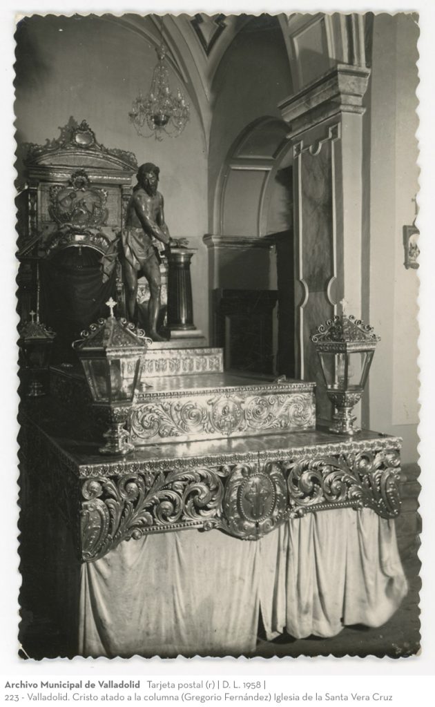 Tarjeta postal. D. L. 1958. 223 - Valladolid. Cristo atado a la columna (Gregorio Fernández) Iglesia de la Santa Vera Cruz (r)
