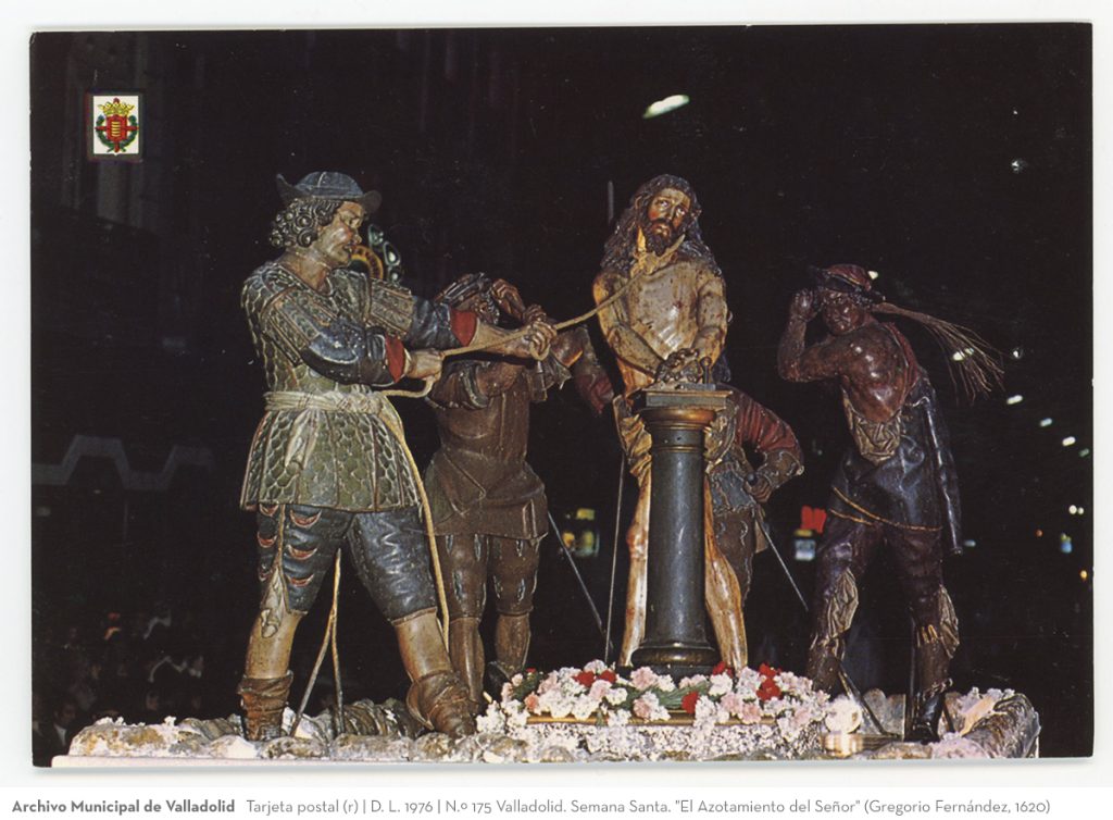 Tarjeta postal. D. L. 1976. N.º 175 Valladolid. Semana Santa. "El Azotamiento del Señor" (Gregorio Fernández, 1620)(r)