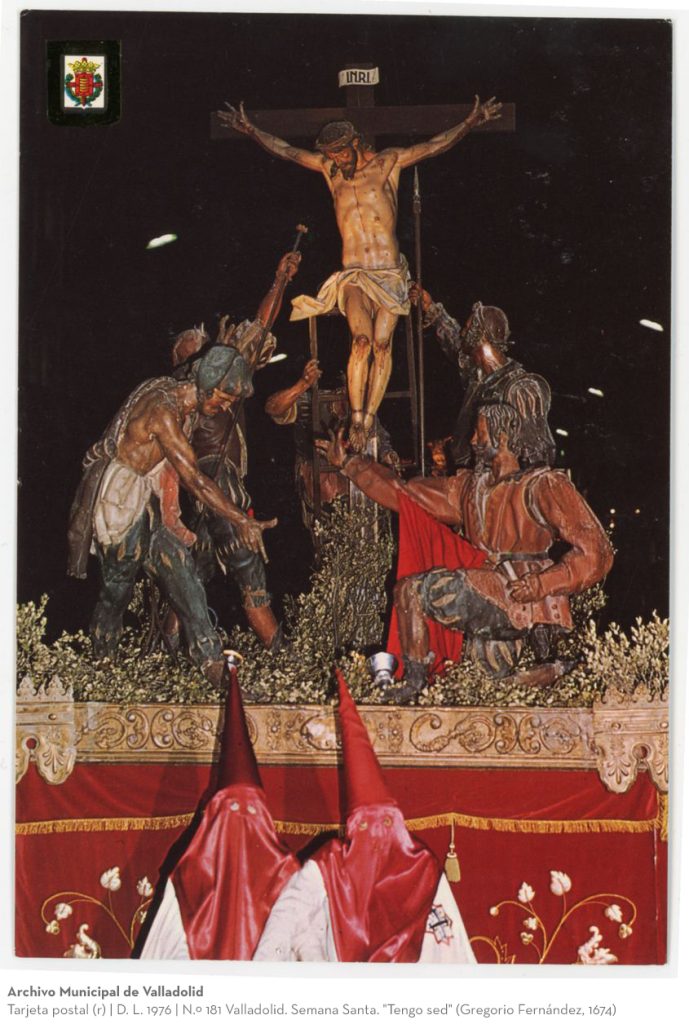 Tarjeta postal. D. L. 1976. N.º 181 Valladolid. Semana Santa. "Tengo sed" (Gregorio Fernández, 1674)(r)
