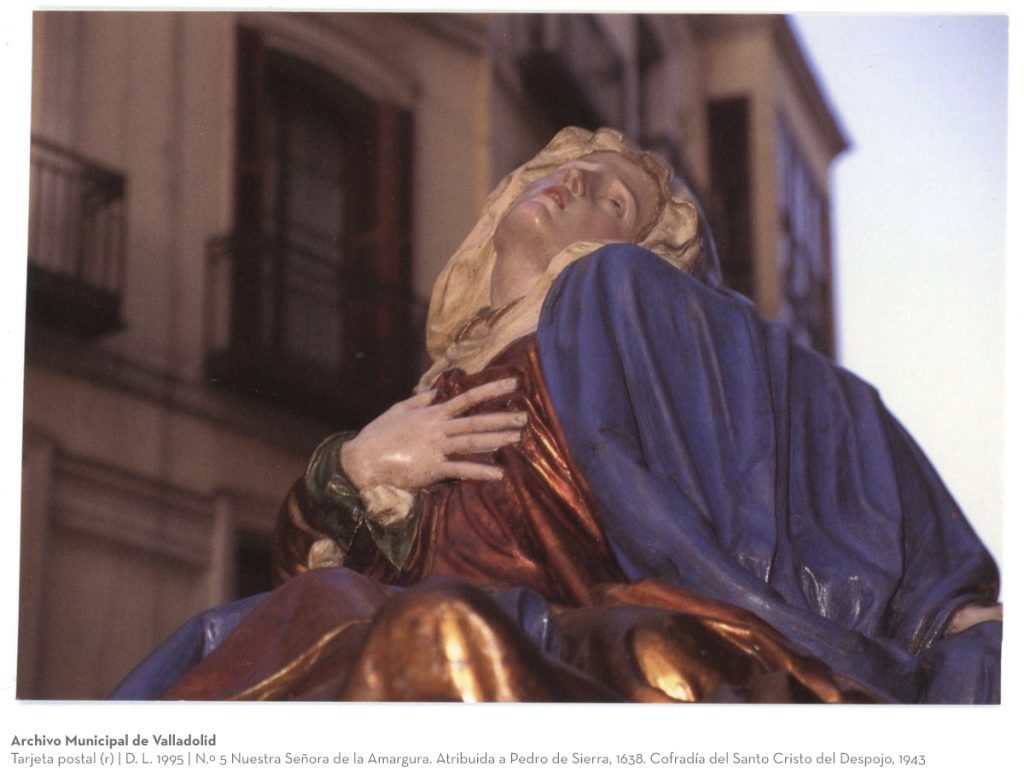 Tarjeta postal. D. L. 1995. N.º 5 Nuestra Señora de la Amargura. Atribuida a Pedro de Sierra, 1638. Cofradía del Santo Cristo del Despojo, 1943 (r)