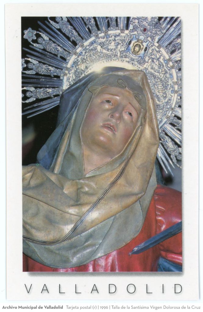 Tarjeta postal. 1996. Talla de la Santísima Virgen Dolorosa de la Cruz (r)