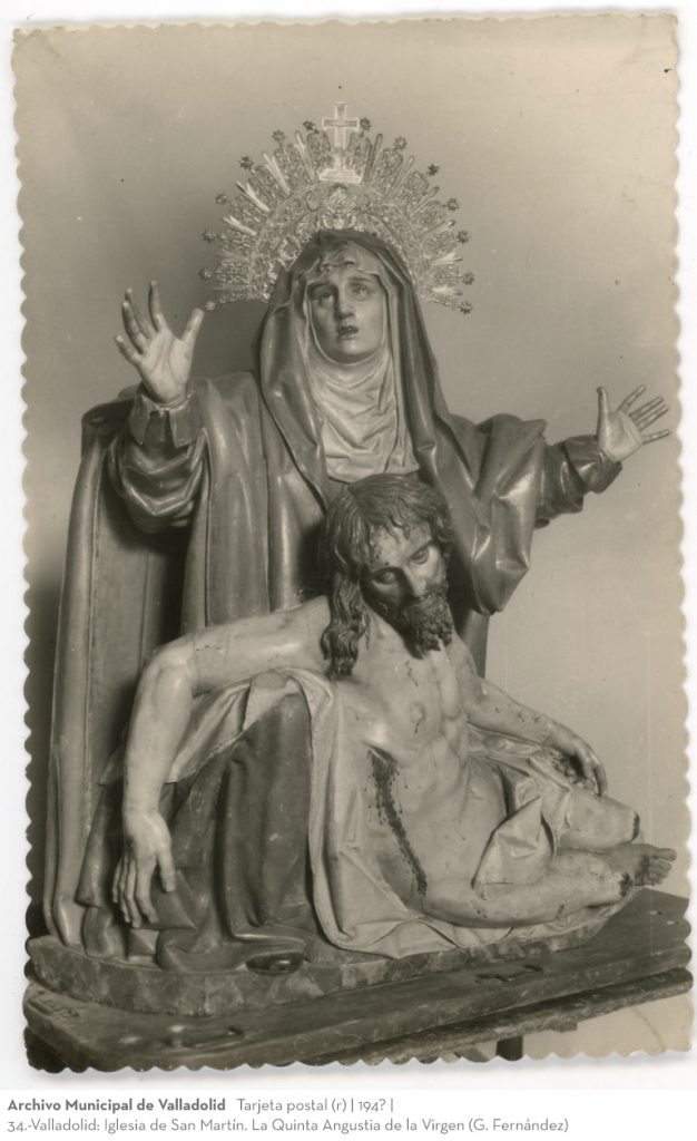 Tarjeta postal. 194? 34.-Valladolid: Iglesia de San Martín. La Quinta Angustia de la Virgen (G. Fernández)(r)