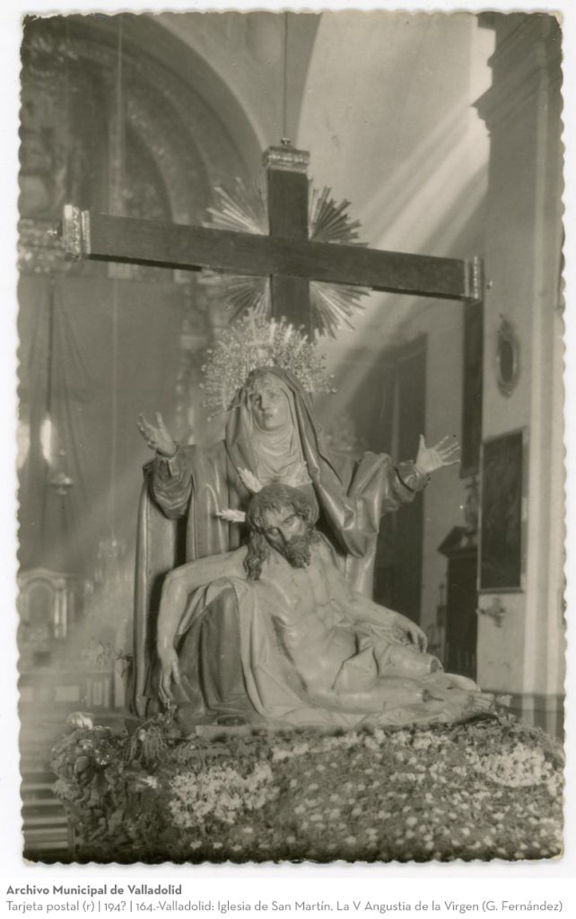 Tarjeta postal. 194?. 164. Valladolid: Iglesia de San Martín. La V Angustia de la Virgen (G. Fernández)(r)