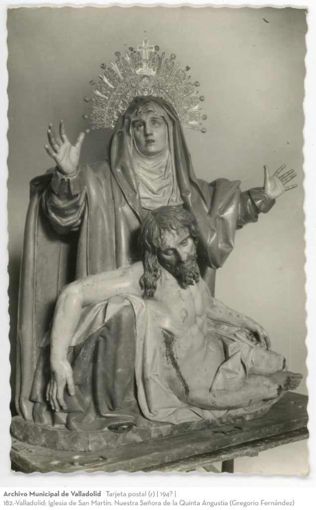 Tarjeta postal. 194? 182. Valladolid: Iglesia de San Martín. Nuestra Señora de la Quinta Angustia (Gregorio Fernández)(r)