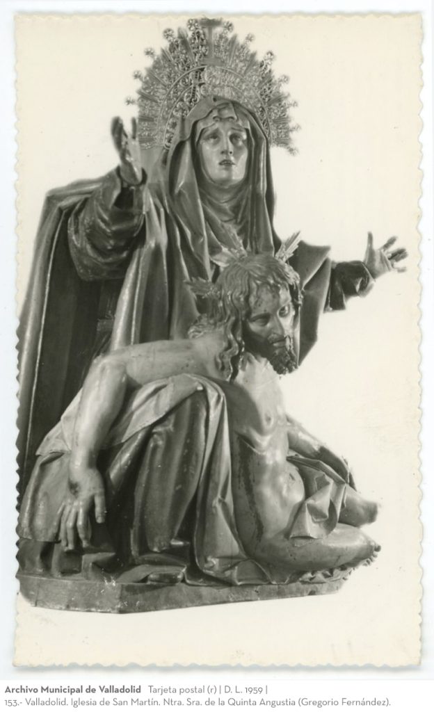 Tarjeta postal. D. L. 1959. 153. Valladolid. Iglesia de San Martín. Ntra. Sra. de la Quinta Angustia (Gregorio Fernández)(r)