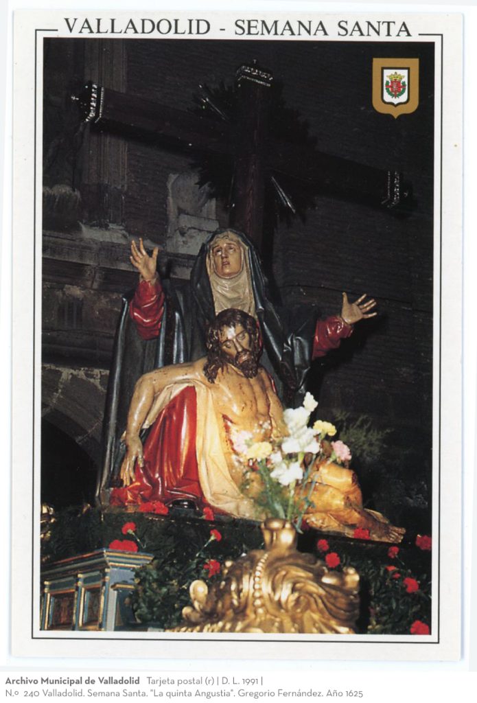 Tarjeta postal. D. L. 1991. N.º 240 Valladolid. Semana Santa. "La quinta Angustia". Gregorio Fernández. Año 1625 (r)