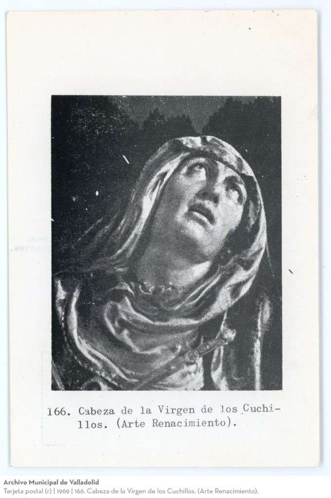 Tarjeta postal. 1969. 166. Cabeza de la Virgen de los Cuchillos. (Arte Renacimiento)(r)