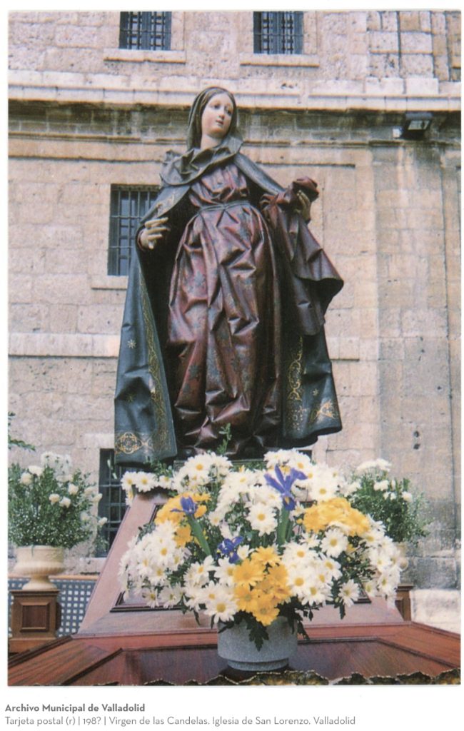 Tarjeta postal. 198? Virgen de las Candelas. Iglesia de San Lorenzo. Valladolid (r)