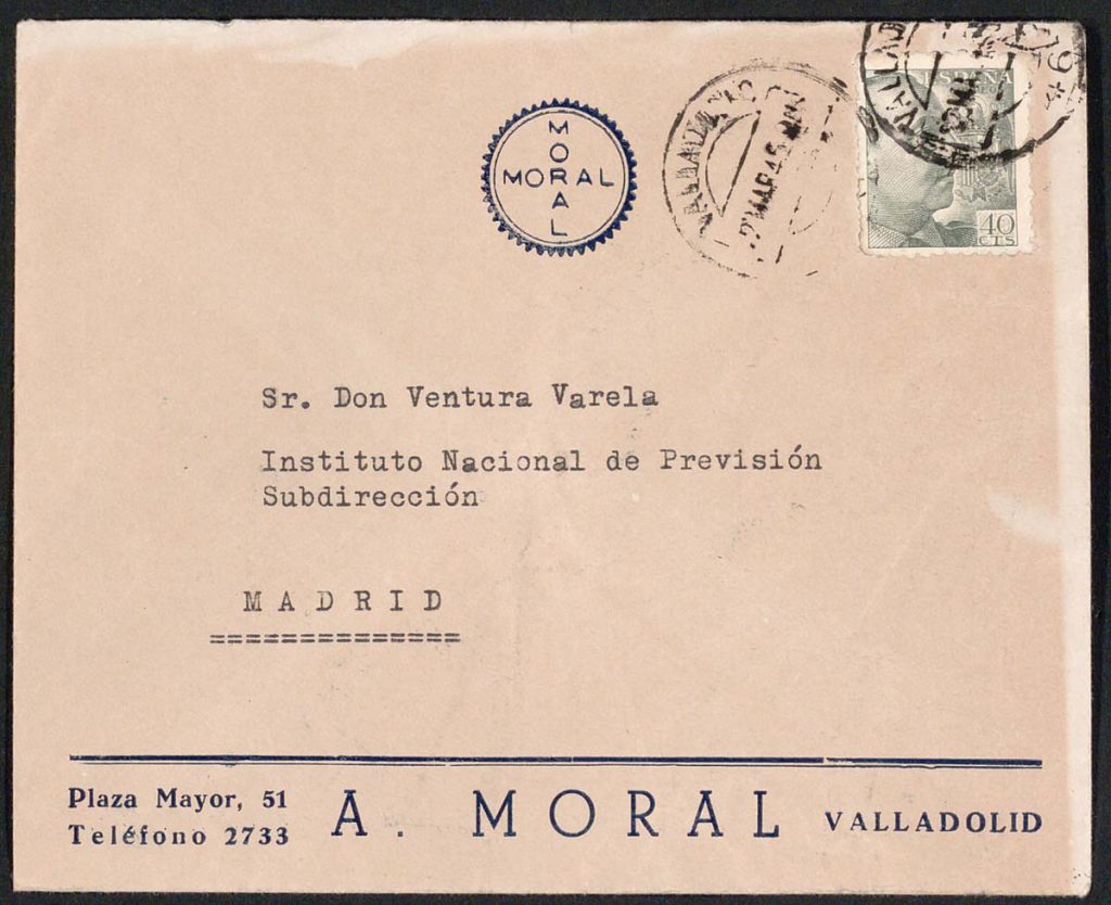 Sellos y sobres. 1945? Semana Santa Valladolid (r)