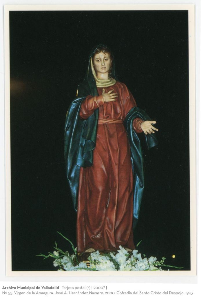 Tarjeta postal. 2000? Nº 55. Virgen de la Amargura. José A. Hernández Navarro. 2000. Cofradía del Santo Cristo del Despojo. 1943 (r)
