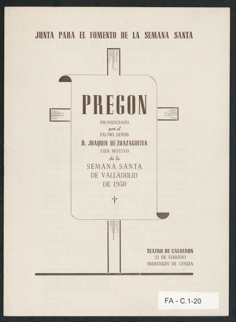 Pregón. 1950. Pregón de la Semana Santa de Valladolid