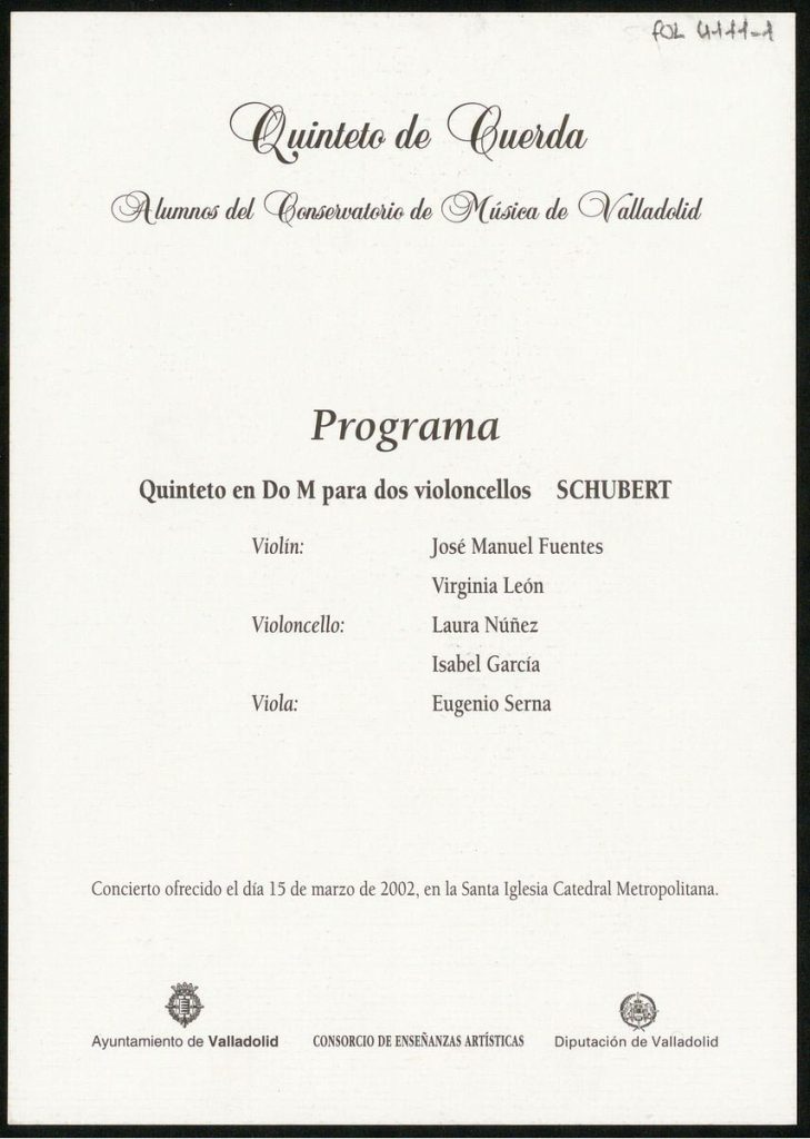 Concierto. 2002. Programa. Concierto. Santa Iglesia Catedral Metropolitana