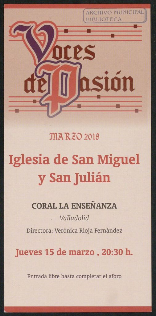 Concierto. 2018. Voces de Pasión. Marzo 2018. Iglesia de San Miguel y San Julián
