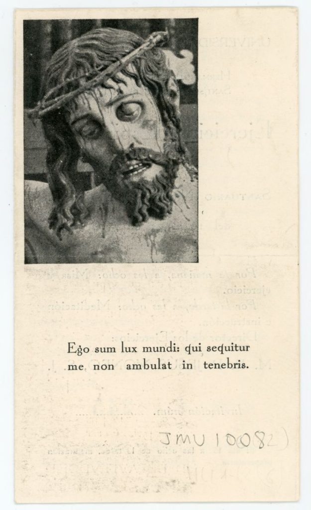 Documento devocional. 1943. Invitación para los ejercicios espirituales de la Hermandad de Docentes del Santísimo Cristo de la Luz 001