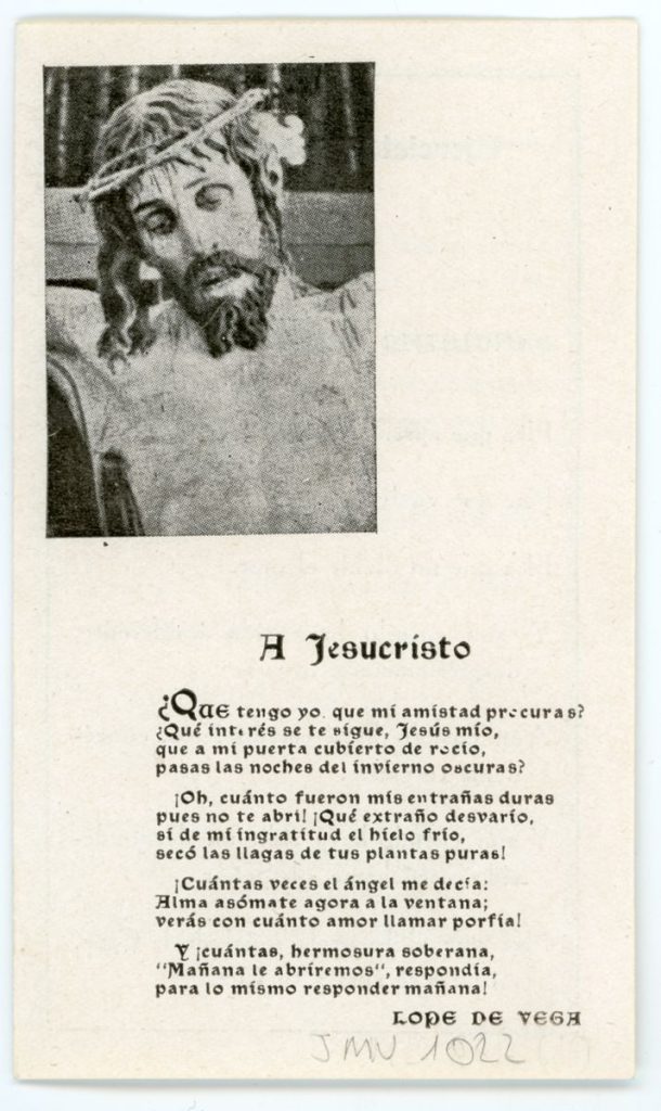 Documento devocional. 1954. Invitación para los ejercicios espirituales de la Hermandad de Docentes del Santísimo Cristo de la Luz 001