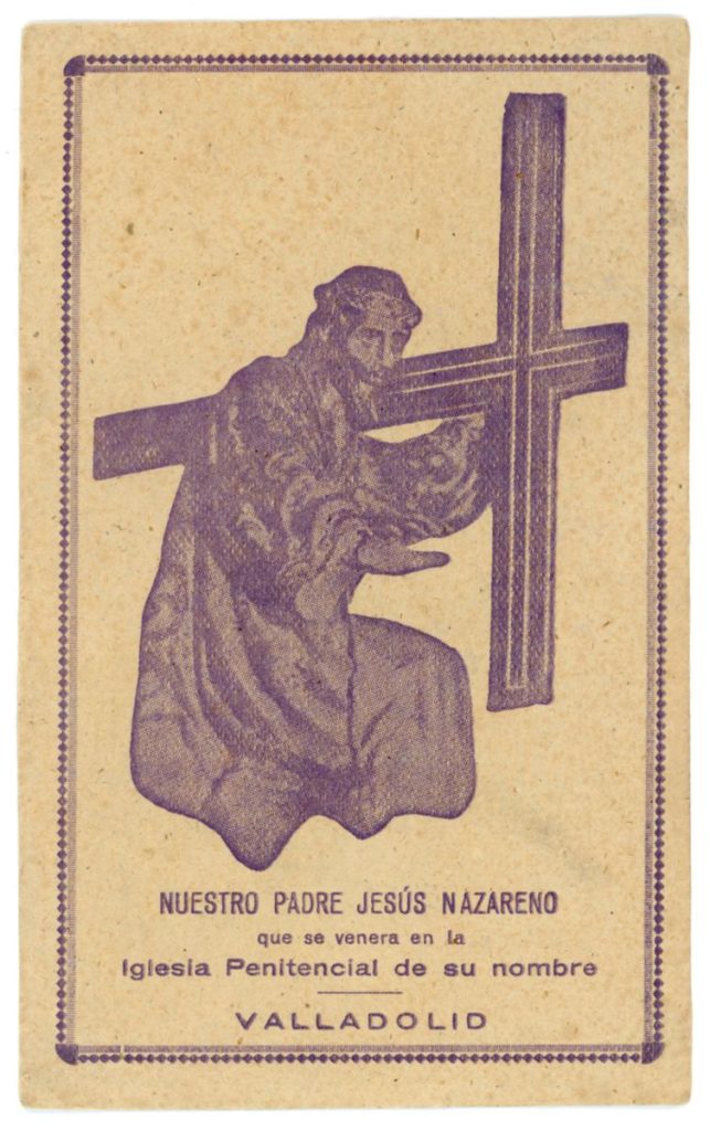 Documento devocional. 16/03/1942. Nuestro Padre Jesús Nazareno que se venera en la iglesia penitencial de su nombre. Valladolid (r)