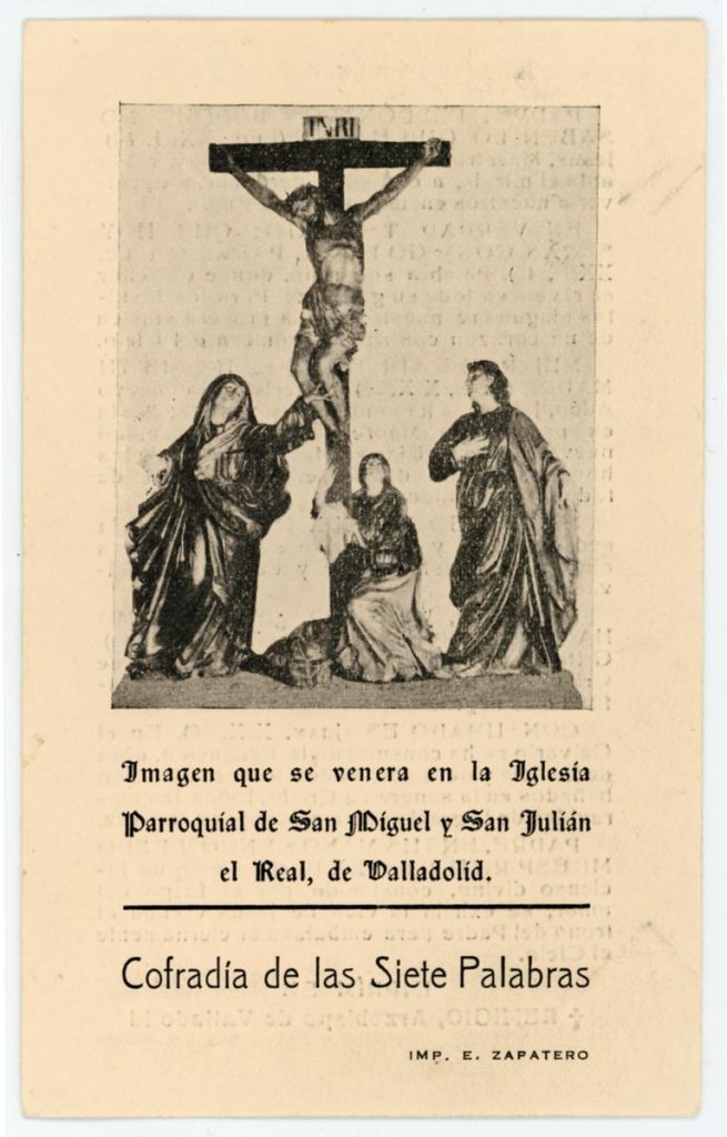 Documento devocional. 193? Imagen que se venera en la iglesia de San Miguel y San Julián el Real, de Valladolid (r)