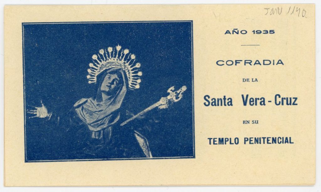 Documento devocional. 1935. Novenario que la cofradía penitencial de la Santa Vera Cruz dedica en su templo a Virgen Dolorosa de la Cruz 001
